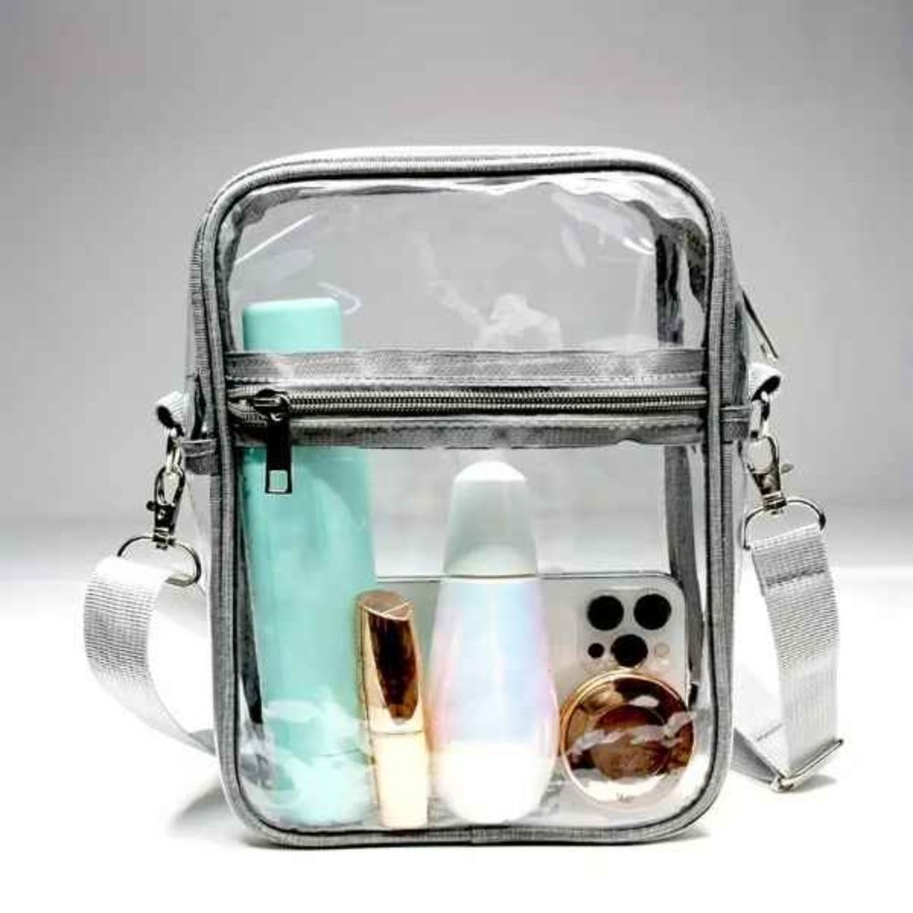 Men's Clear Crossbody Size MD Handbag for Stadium Events - NWT - Gray